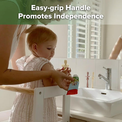 haakaa Infant Toothbrush, Easy to Hold 360° Baby Toothbrush, Train 6month+ Infants Babies and Toddlers for Oral Hygiene, Teether Effect for Sore G...