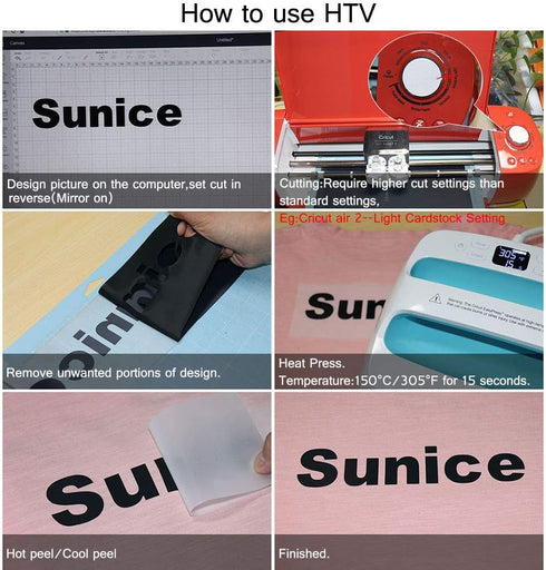 Sunice 12"x20" Sheet Holographic Color HTV Vinyl Roll for DIY T-Shirts Heat Transfer Vinyl Roll Iron on Transfer for Fabrics Heat Press Design...