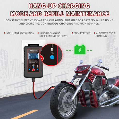 Car Battery Charger, 6V 12V Automatic Smart Trickle Battery Charger, Intelligent Pulse Repair Charger with ASE Adapter Cable, Battery Desulfator f...