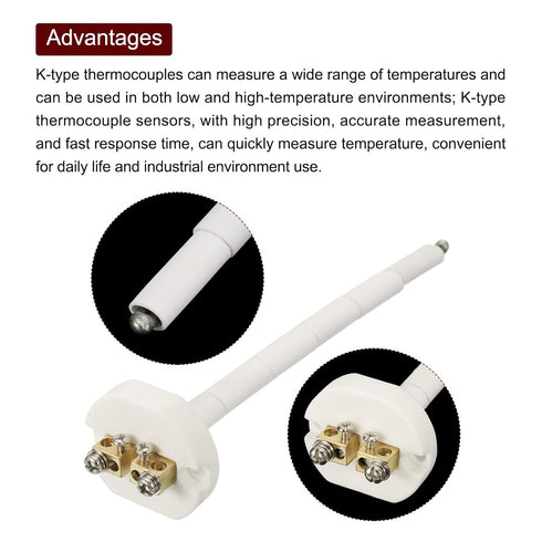 MECCANIXITY K Type Ceramic Kiln Furnace Probe Thermocouple Sensor for Muffle Furnace Oven, High Temperature -50 to 1100°C(-122 to 2012°F) 3x150mm...