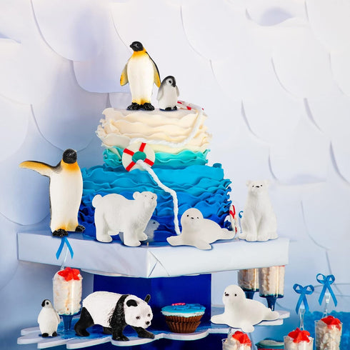 Skylety 24 Pieces Arctic Animals Figurines Sets Polar Animals Figurines Realistic Animal Figures Toys Playset Plastic Arctic Animals Toys with Rea...