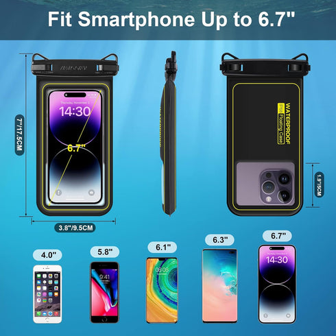 IP68 Floating Waterproof Phone Pouch, Waterproof Phone Case for iPhone 15 14 13 12 11 Pro Max Samsung Google, Float Dry Bag with Adjustable Lanyar...