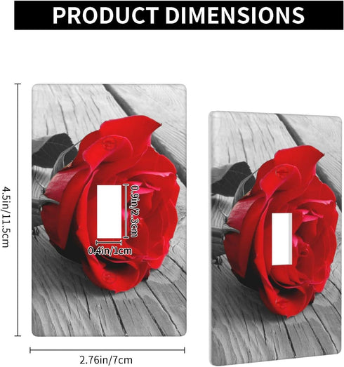 Red Rose Wall Plate 1 Gang Single Toggle Decorative Light Switch Cover Modern Abstract Switch Plate Cover for Bedroom Kitchen Decor Wooden Board G...
