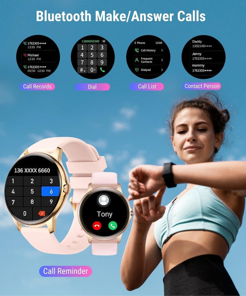Holiday Smart Watches for Women Men, 1.32” Full Touch Screen Heart Rate/Sleep Monitor/Pedometer, IP68 Waterproof Fitness Watch for Android iOS Pho...