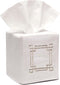 Jacaranda Living Square Tissue Box Cover, Linen/Cotton Fabric Tissue Holder, Decorative Cloth Tissue Cube Cover, Scrolls Design Greek Key (Beige)...