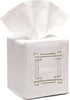 Jacaranda Living Square Tissue Box Cover, Linen/Cotton Fabric Tissue Holder, Decorative Cloth Tissue Cube Cover, Scrolls Design Greek Key (Beige)...