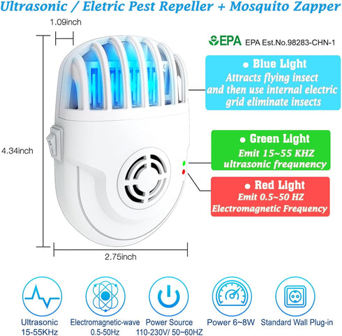 Ultrasonic Pest Repeller with Mosquito Killer- 2 Packs, Bug Repellent Indoor Plug Pest Conrol, Mosquito Repellent, Electronic Pest Control for Bug...