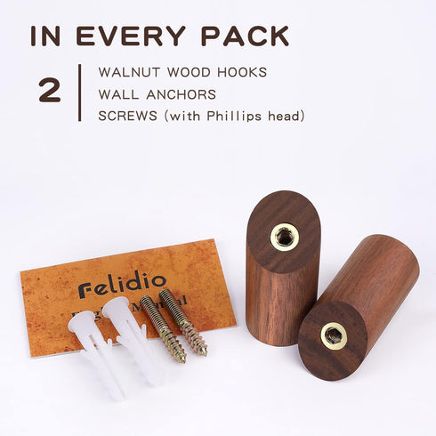 Wooden Wall Hooks, 2 Pack Coat Hooks Wall Mount, Natural Wood Hooks Coat Rack, Heavy Duty Hooks for Hanging Towels Entryway Coats Hat Rack for Wal...