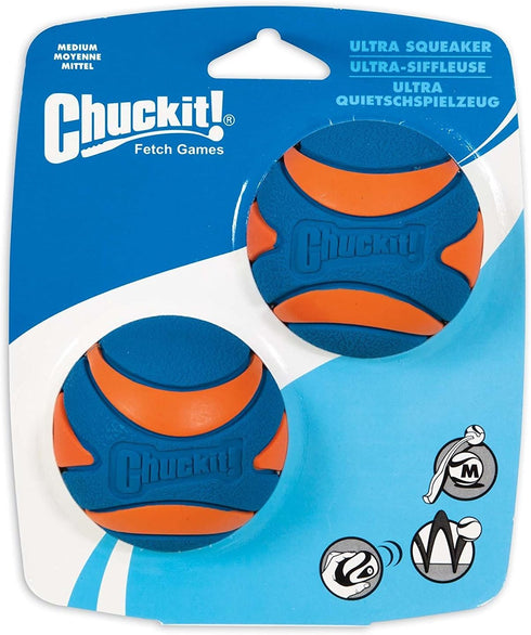 Petmate Chuckit Ultra Squeaker Ball Size:Medium Pack of 4...