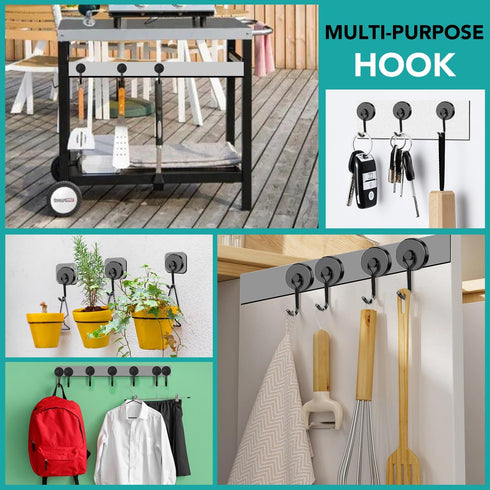DIYMAG Black Magnetic Hooks, 110LBS Strong Magnetic Hooks Heavy Duty, Strong Magnet Hooks with Metal Hanger for Hanging Refrigerator Home Kitchen ...