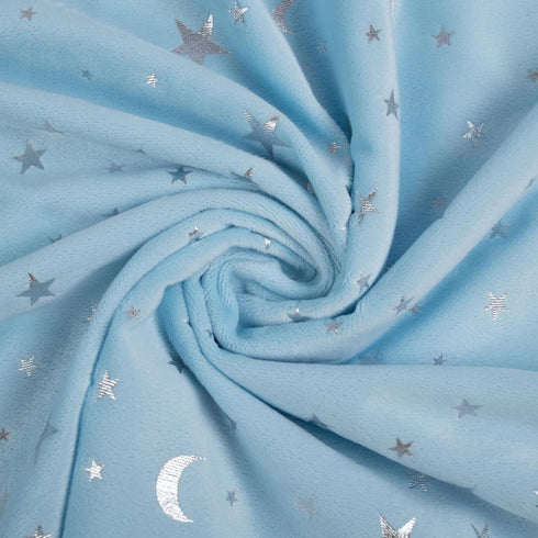 Baby Blanket for Boys Girls Soft Minky with Double Layer Dotted Backing, Star and Moon Printed 30 x 40 Inch Receiving Blanket (Blue)...