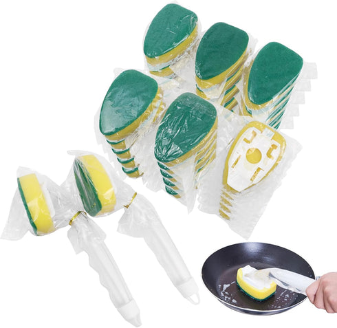 Dish Wand Refills Sponge Heads Individually Wrapped, Duty Heavy Dishwashing Sponge Refill Replacement Head, Scouring Pad Wipes Scrub Brush Pads 15...