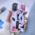 Compatible with Samsung Galaxy S20 Case Finger Grip,3D Embossed Pink Flowers White Shell Design, Rugged Shockproof Slim Fit Dual Layer Finger Ring...