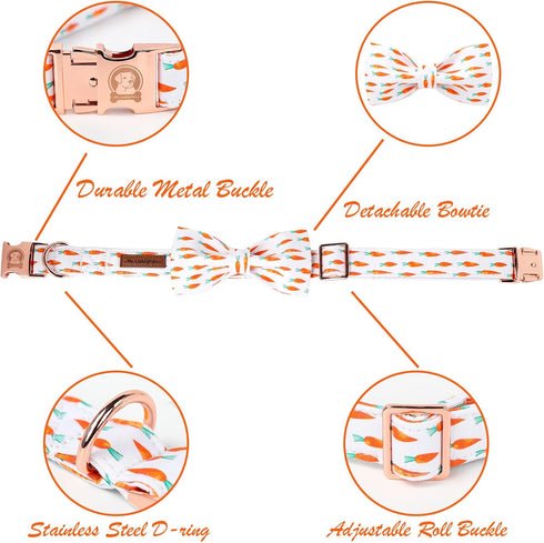 Easter Dog Collar with Bow,Girl Dog Collars for Female Dog,Soft Bowtie Dog Collars for Puppy, Cute Dog Collar Adjustable for Boy Dog,Dog Holiday C...