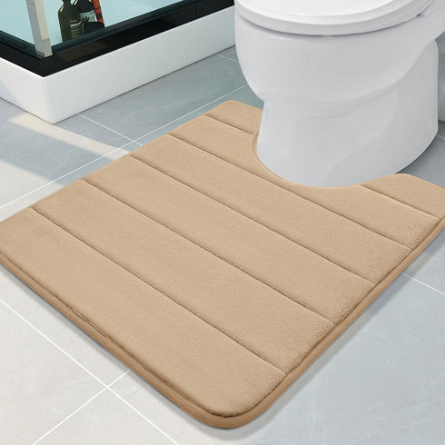 Buganda Memory Foam U-Shaped Contour Toilet Rugs, Non Slip Absorbent Toilet Mat, Thick Soft Washable Bathroom Rugs, Floor Carpet Bath Rugs Mat for...
