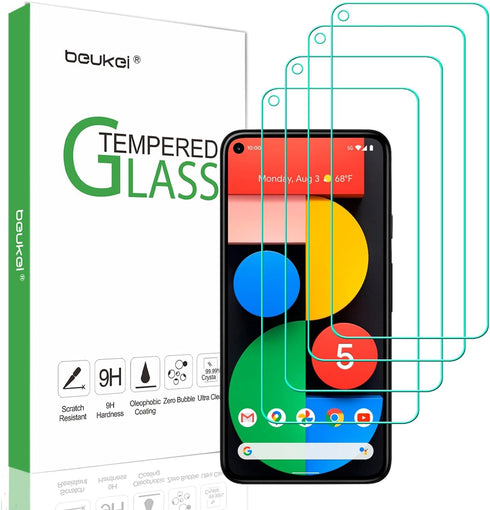 beukei (4 Pack) Compatible for Google Pixel 5 5G / Google Pixel 5 Screen Protector Tempered Glass, Touch Sensitive,Case Friendly, 9H Hardness......