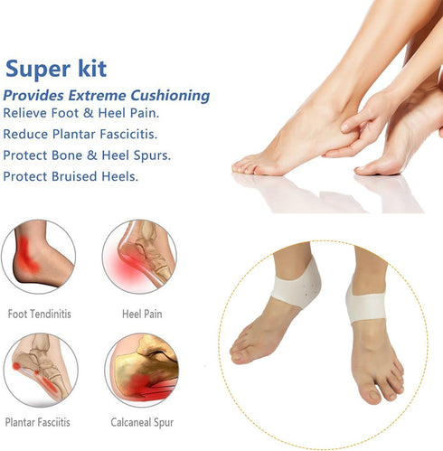 Heel Cups, Plantar Fasciitis Inserts, Heel Pads Cushion (8pcs) Great for Heel Pain, Heal Dry Cracked Heels, Achilles Tendinitis, for Men & Women. ...