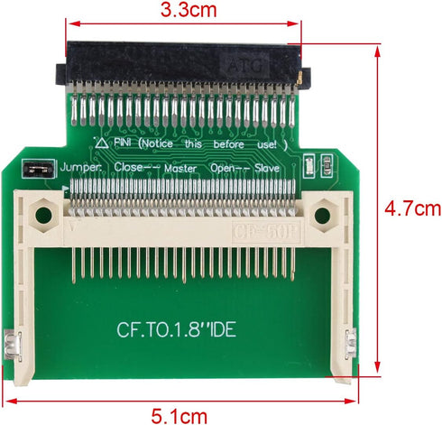 CF Compact Flash Merory Card to 50pin 1.8 inch Female IDE Bootable Hard Disk Drive SSD Converter Adapter Replacement Compatible with Toshiba...
