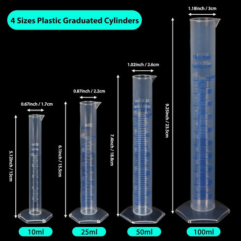 APLANET Plastic Graduated Cylinders and Beakers, 10ml, 25ml, 50ml, 100ml Cylinders with 50ml, 100ml, 250ml, 500ml, 1000ml Beakers and 1 Tube Brush...