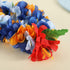 Hawaiian Luau Flower Leis Jumbo Necklace Bracelets Headband Set Mahalo Floral Leis (Blue and Orange)...