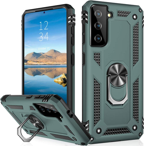 IKAZZ for Galaxy S21 Plus Case,Military Grade Shockproof Heavy Duty Protective Phone Cover Pass 16ft Drop Test with Magnetic Kickstand Car Mount H...