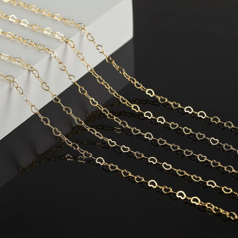 KYUNHOO 5 Meters 18K Gold Plated Heart Chains Bulk Solid Brass Heart Necklace Chain for Women Bracelet Anklet DIY Jewelry Supplies...