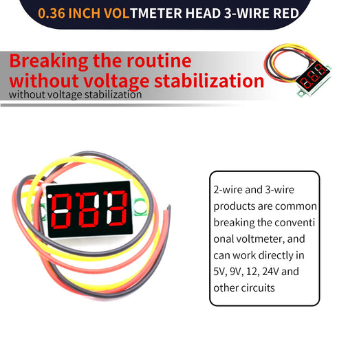 8Pcs Red 0.36 Inch DC LED Voltage Display Voltmeter Digital DC Meter Head Variable Power Display Digital Display Module...