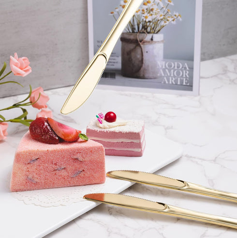 N9R 72 Pack Gold plastic Knives, Solid, Durable and Heavy Duty Plastic Knives, Perfect Utensils for Parties, Weddings and other Formal Events...