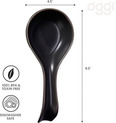 OGGI Ceramic Spoon Rest- Spoon Rest for Stove Top, Spoon Holder for Countertop, Kitchen Decor for Counter, Coffee Bar Accessories, Black...
