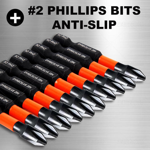 10-Pack Phillips Bits #2 Impact Magnetic 2 Phillips Bits- PH2 Bits Premium S2 Alloy Steel Phillips Head Drill Bits- Phillips Screwdriver Bits (2-I...