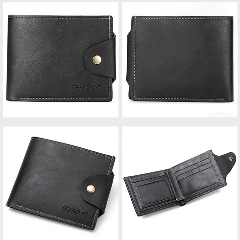 Men Wallet with Clip Black PU Material 3 Credit Card Holder 2 Money Pockets 1 Clear Window Suitable for Men Women Gifts without RFID Slim Small Wa...