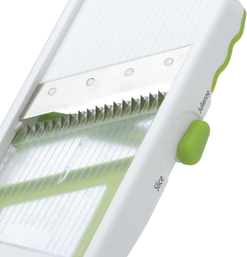 PrepSolutions Adjust-A-Slice & Julienne Mandoline, White & Green – Adjustable Slicer for Fruits and Vegetables...