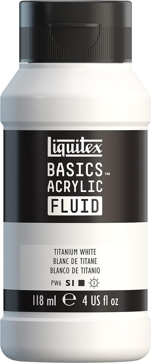 Liquitex BASICS Acrylic Fluid Paint, 250ml (8.5-oz) Bottle, Titanium White...