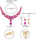 EVER FAITH Austrian Crystal Bridal Bridesmaid Jewelry Set, Elegant Flower Cluster Water Drop Statement Necklace Dangle Earrings Set for Women...