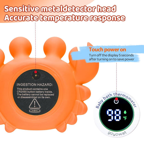 Baby Bath Thermometer,Newborn Swimming Safety Toy Thermometer?Bathtub Water Thermometer,Large Eyed Crab Toy Floating Water Temperature Gauge Baby ...