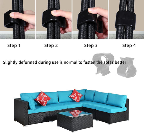 SUQ I OME Pack of 6 Outdoor Patio Garden Wicker Rattan Furniture Aligment Sofa Rattan Chair Fastners Clip Sectional Connector - Non Slip (2.13 inc...