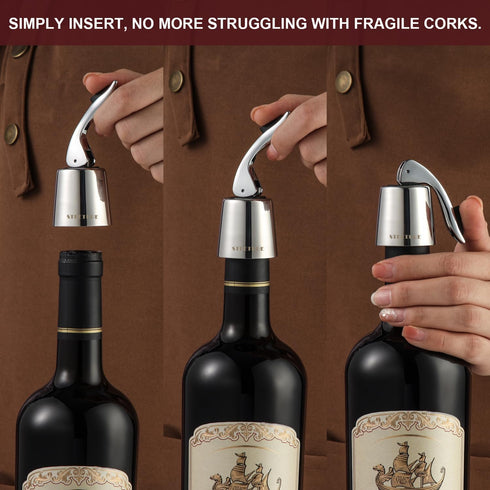 Wine Stoppers for Wine Bottles Pack of 2, Stainless Steel Wine Corks with Silicone Plug, Leak-Proof W stopper Reusable for Beverage, Alcohol Bottl...