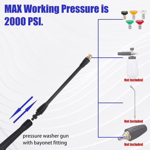 Pressure Washer Wand Replacement with 5 Spray Nozzles and 1 Tips Holder, Compatible with Some Ryobi, Portland, Husky Electric Pressure Washers Bla...