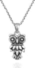 AeraVida Wide-Eyed Owl .925 Sterling Silver Necklace Earrings Jewelry Set...