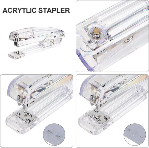 Transparent Desk Acrylic Stapler for Office - Silver Color...