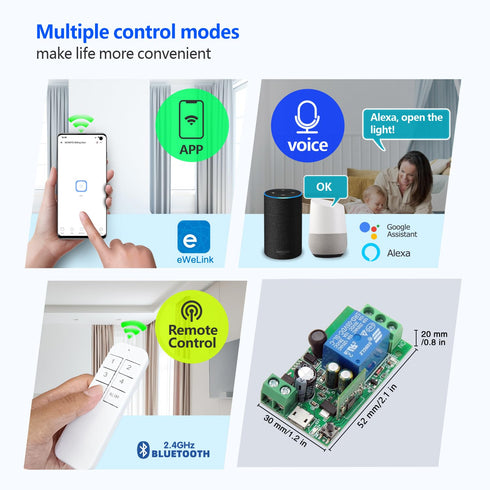DieseRC 1 Channel WiFi Smart Switch, DC 5V 12V 24V 36V Passive Output Relay Module Ewelink APP WiFi Control Compatible with Alexa/Google Home, Inc...