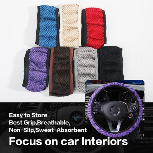 VARGTR Elastic Stretch Steering Wheel,Universal 15 Inch Anti-Slip Microfiber Breathable Ice Silk Steering Wheel Cover,Fit Suvs, Vans, Sedans, Cars...