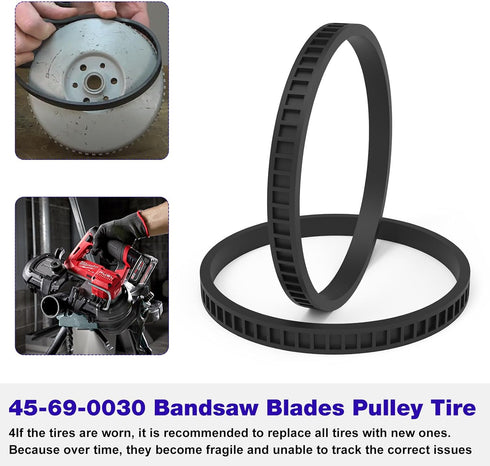 4 Pack 45-69-0030 Blades Pulley Tires For Milwaukee Bandsaw Series 2629-20 6242-6 2429-2...