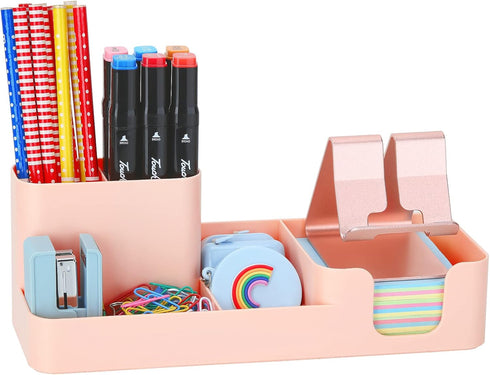 LETURE Pen Holder for Desk, Desktop Organizer with Mobile phone holder/Pencil Holders/Sticky Note Tray/Paperclip Storage and Office Stationery Acc...