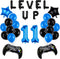 Video Game Birthday Party Set, Level Up 11 Video Game Balloons Controller Balloons Blue Black Stars Aluminum Foil Balloons Kit Decorations (11TH)...