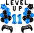Video Game Birthday Party Set, Level Up 11 Video Game Balloons Controller Balloons Blue Black Stars Aluminum Foil Balloons Kit Decorations (11TH)...