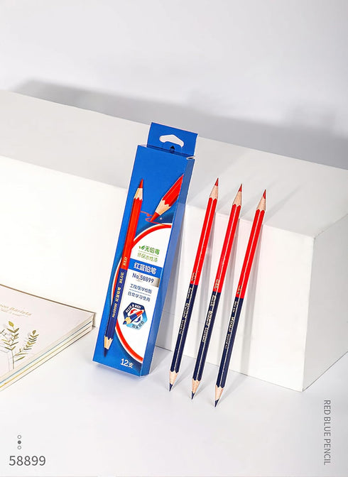 Precision Marking Pencils for Detailed Work (Wooden Pole Red and Blue Dual Color)...