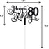 Black Glitter 80th Birthday Cake Topper, Happy 80th Birthday Cake Topper, 80th Birthday Party Decorations...