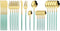 JASHII Flatware Serving Set 24 Piece, Stainless Steel Silverware Set, Mint Green Gold Cutlery, Modern Elegant Tableware for Party, Christmas, Dinn...