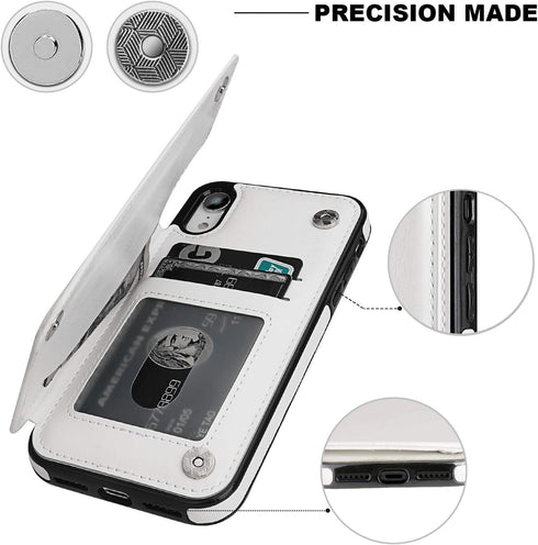 iPhone XR Wallet Case with Card Holder, Premium PU Leather Kickstand Card Slots Case,Double Magnetic Clasp and Durable Shockproof Cover for iPhone...